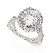 Ophelia Oval Cut Pave Halo Split Shank Engagement Ring Setting - Nivetta